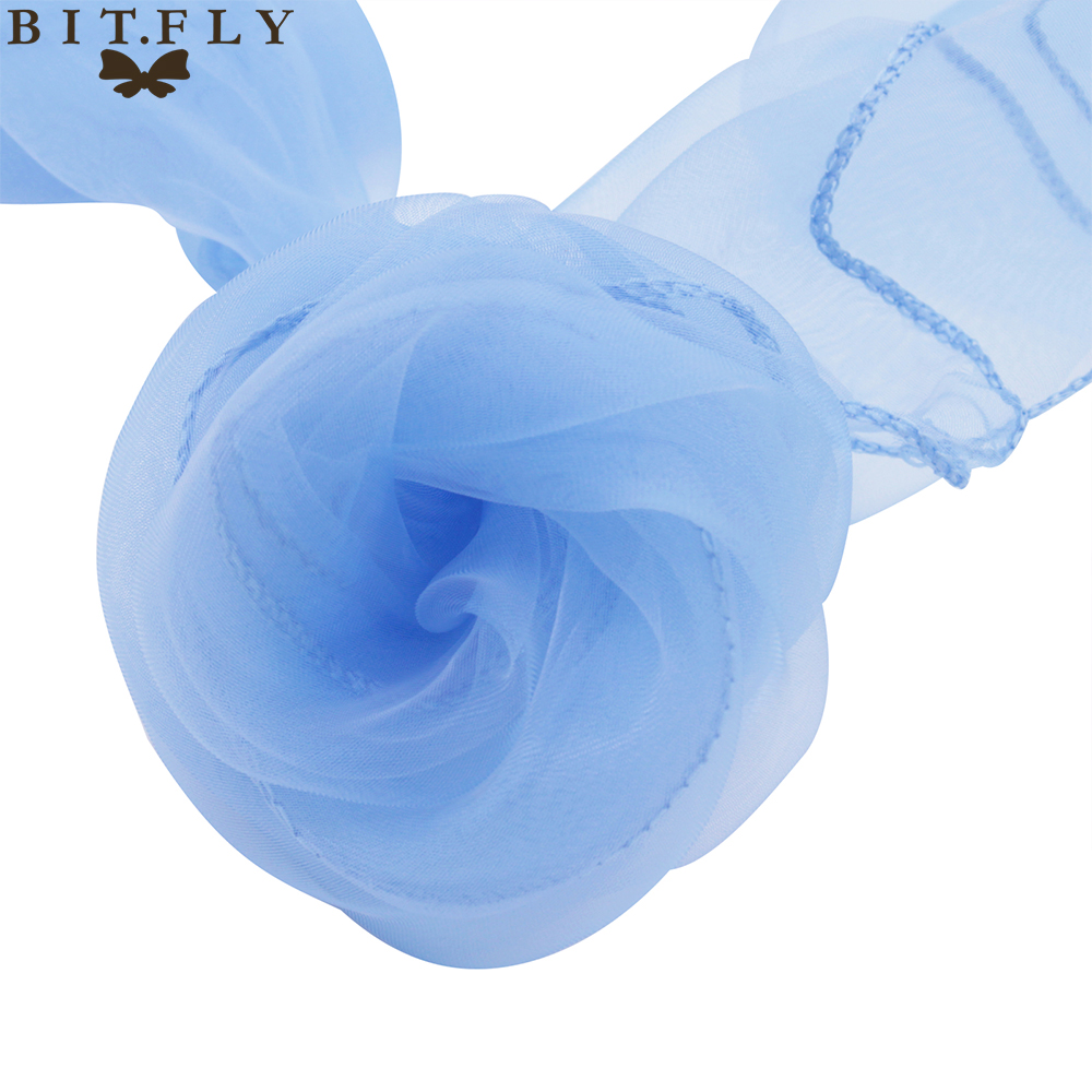 18cm*275cm Wedding and events Organza Chair Sashes Bow chair Covers for Christmas Party Banquet Decorations Home Textiles gold: light blue