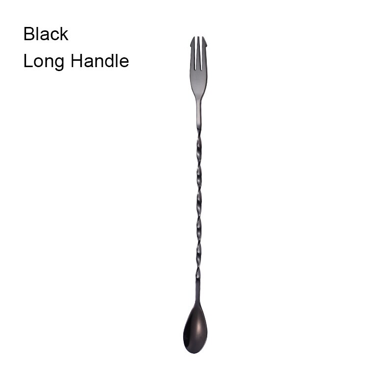 Newly Double-end Stainless Steel Mixer Bar Cocktail Short/Long Stirring Mixing Twist Spoon for Home Restaurant TE889: B