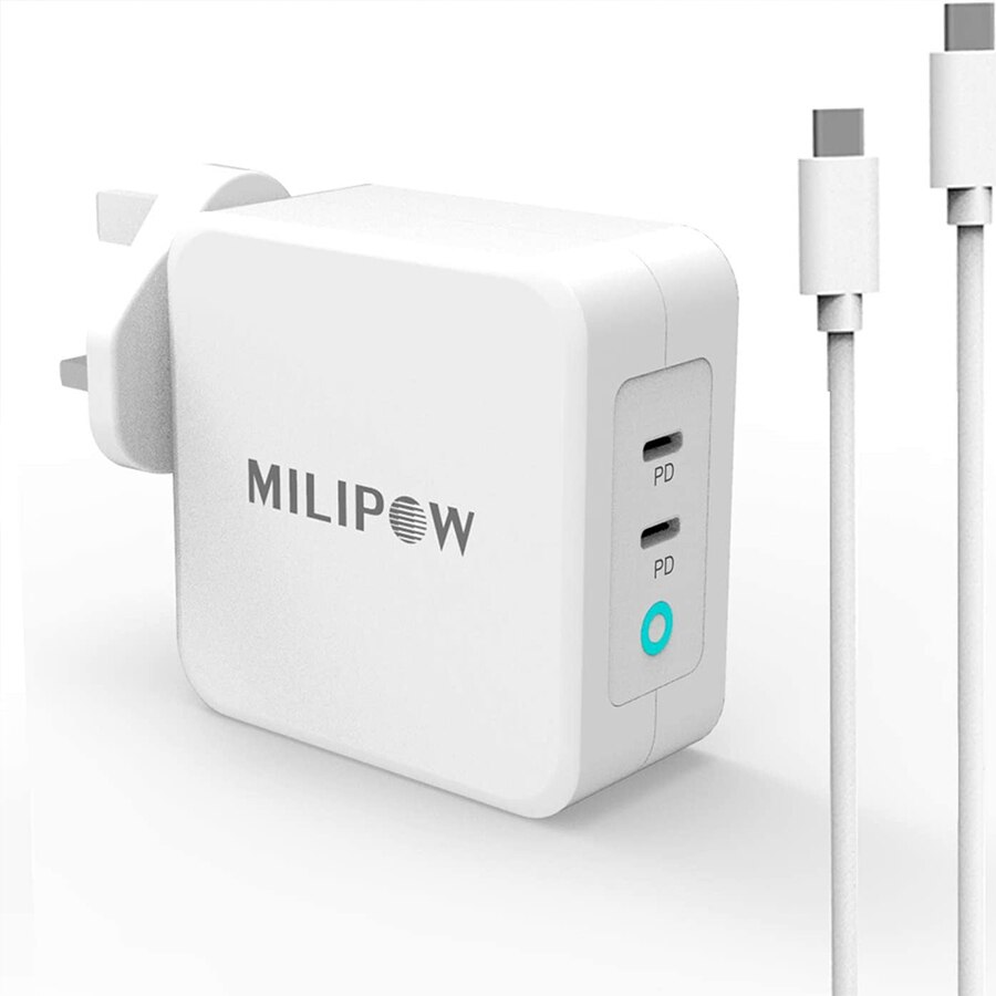 USB C Dual 100W GaN Ladegerät - 2 Ports - PD Schnellladung für MacBook, iPad, iPhone, Samsung