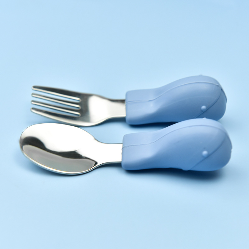 Soft Spoon for Baby Feeding Toddler Tableware Set Stainless Steel Utensil Cloud Toddler Dinnerware Cartoon Infant Spoon Fork: Buwhale
