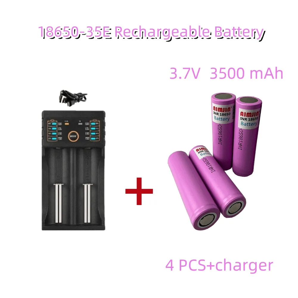 35E Original 18650 Lithium Battery 3500mAh 3.7v 25A High-power INR18650 Electric Tool+201 Charger: GRAY