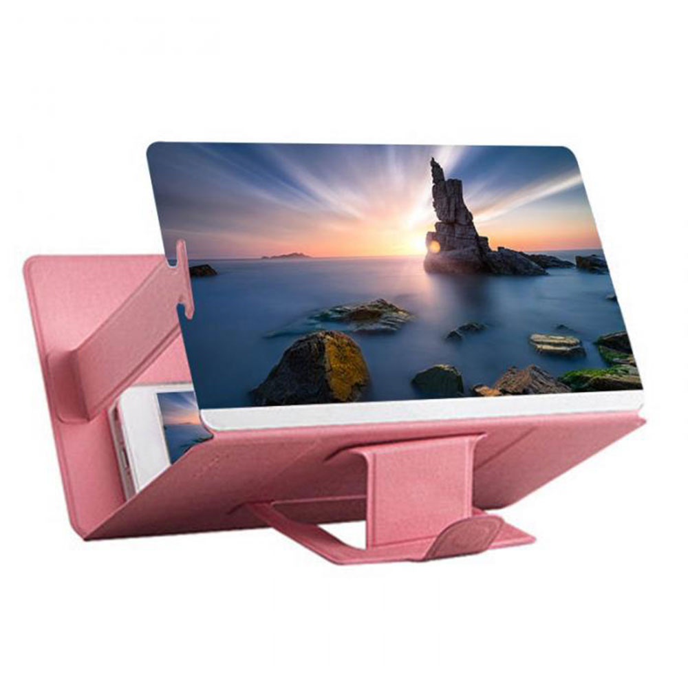 Mobile Phone Screen Magnifier 3D Enlarger Magnifying Video Amplifier Projector Bracket Desktop Holder Stand For Phone: Pink