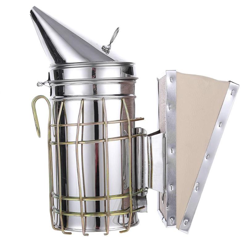 1 Pc Beekeeping Tool Stainless Steel Bee Hive Smoker Galvanized Iron With Heat Shield Protection Beekeeping Equipment