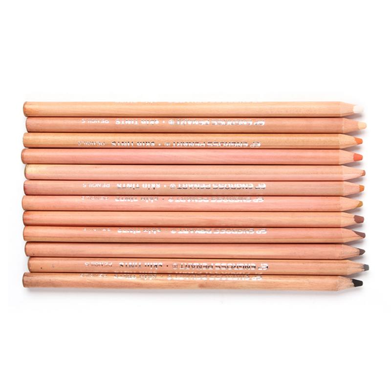 12pc bløde pastelblyanter træfarvetone pastelfarvede blyanter til tegning af skolepapir