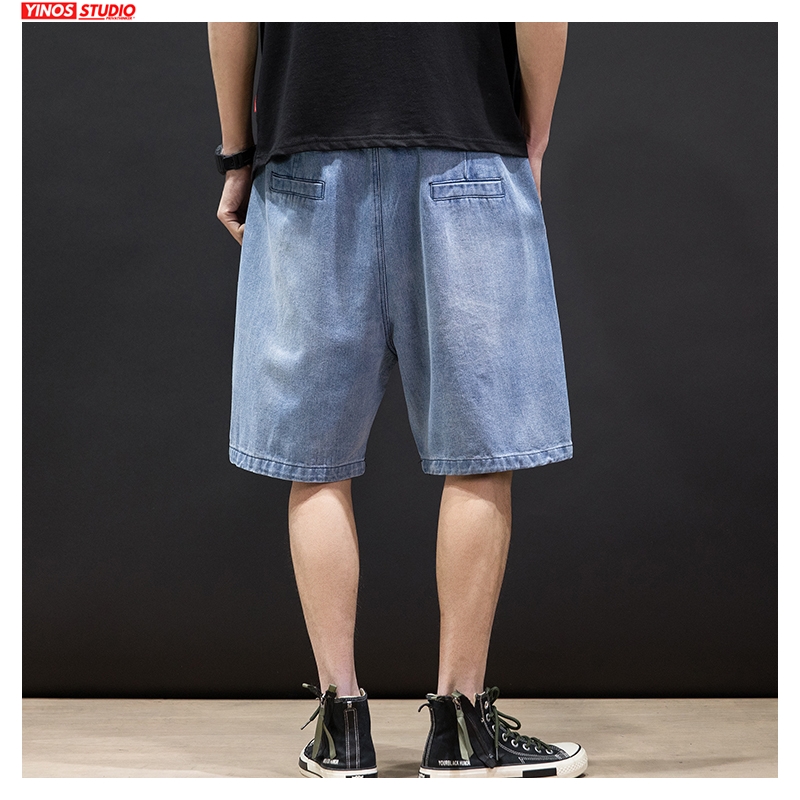 Men Summer Oversize Denim Shorts Mens Knee Length Korean Loose Hip Hop Jeans Male Clothes Shorts 5XL