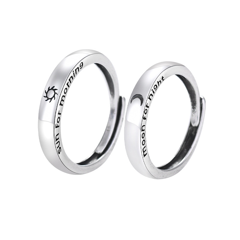 Sol måne matchende par venskab elsker åbne justerbare ringe sæt kvinder mænd minimalistisk forlovelsesringe lovers kit: 2 stk. brev