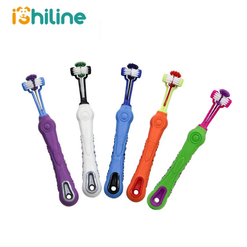 Three Sided Pet Toothbrush Dog Brush Addition Bad Breath Tartar Teeth Care Dog Cat Cleaning Mouth Dog toothbrush