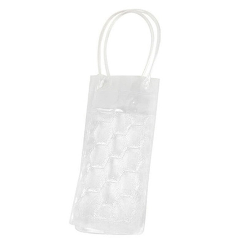 PVC Leakproof Ice Bag ECO Friendly Transparent Ice Pack Portable Ice Bucket Wine Bottle Chiller with Carry Handle Ice-Cold Tools: White