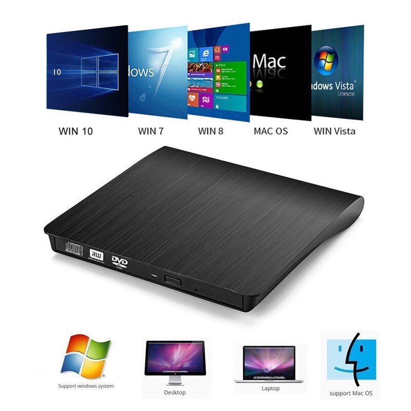 Reproductor de CD/DVD ROM externo con USB 3,0, Unidad óptica, lector de DVD RW, grabador para Jumper Thinker, ThinkPad, ordenador portátil y PC