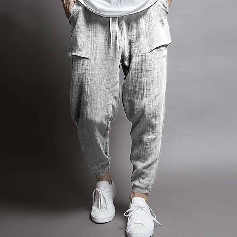 Casual Harem Joggingbroek Broek Mannenmode Hip Hop Katoen Linnen Broek Mannen Koord Pocket Losse Potlood Broek