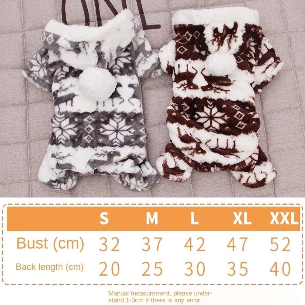 Cão de estimação inverno quente algodão imprimir roupas para filhote de cachorro macacão com capuz casaco vestuário manter quente portátil roupas para cães suprimentos para animais de estimação