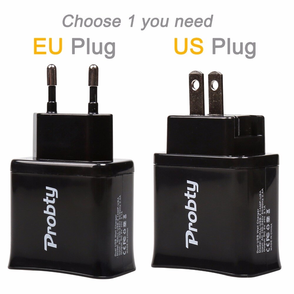 PROBTY 2x 1600mAh AHDBT-301 Battery + LCD Dual Charger + 2-Port USB Plug For GoPro Hero 3 Hero 3+ Camera Accessories
