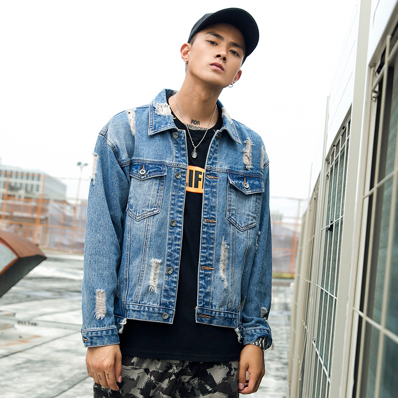Japonais rétro jean bomber veste streetwear décontracté Harajuku cowboy manteau automne vintage denim vestes hommes hip hop