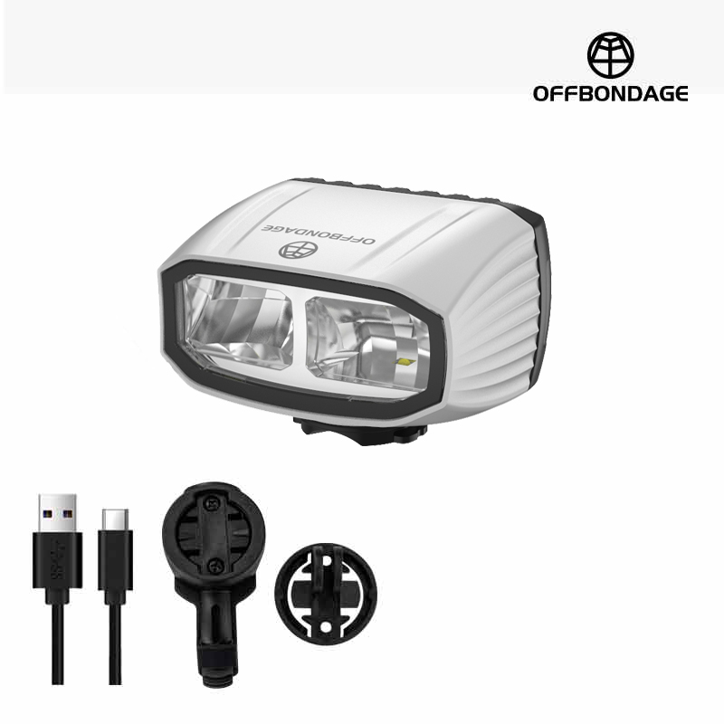 OFFBONDAGE luz delantera de la bicicleta 1000LM faro de bicicleta linterna impermeable USB TYPE-C carga MTB accesorios de lámpara de Ciclismo de Carretera: BLANCO