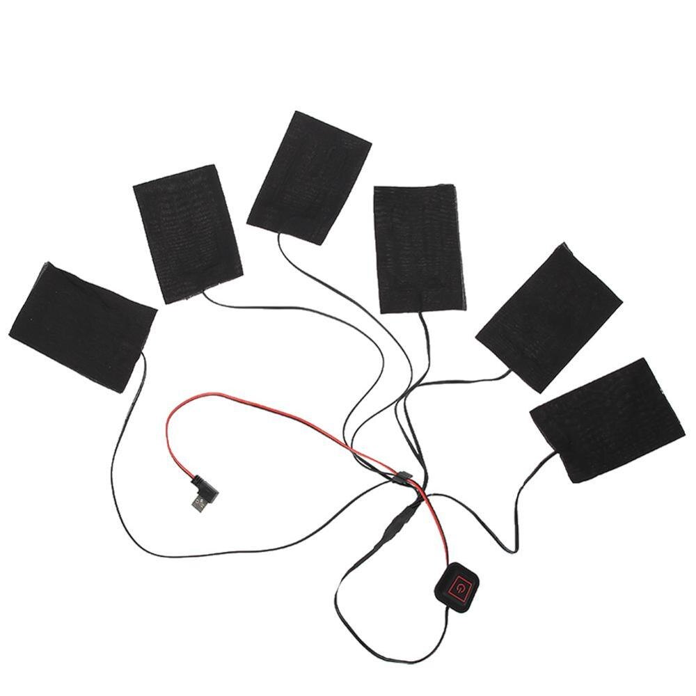 1 Set USB Electric Heated Jacket Heating Pad Outdoor Themal Warm Winter Heating Vest Pads For DIY Heated Clothing 6 sheet ED: Default Title