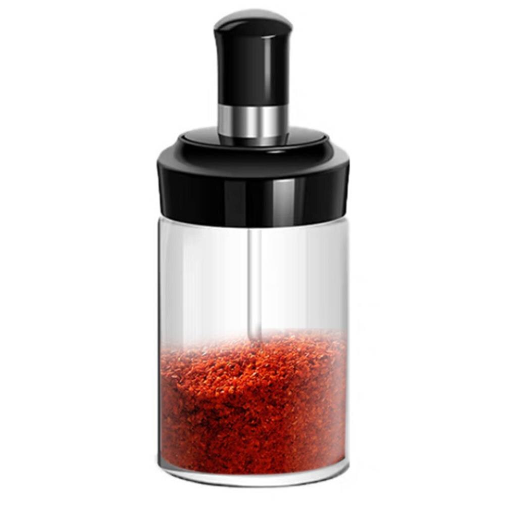 with Spoon Glass Storage Containers Condiment Pot Seasoning Bottles Oil Brush Bottle Spice Jar Leakproof Liquid Container