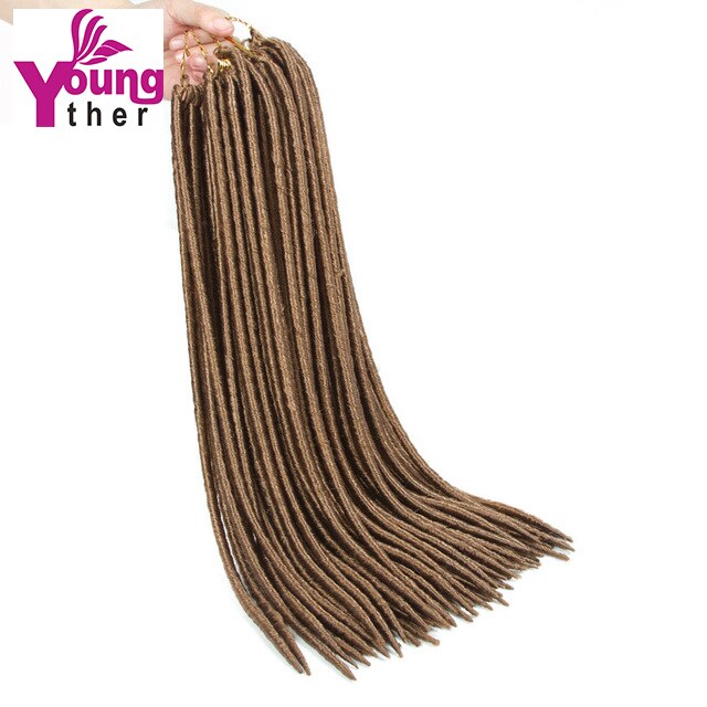 Youngther Crochet Braids Locks Straight Faux Locs Crochet Hair Extensions Synthetic Braiding Hair Black Colors For Women: 27