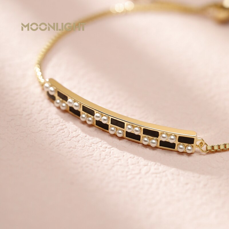 MONDLICHT Neue Schwarz und Weiß Schachbrett Armbänder Für Frauen 2022 modisch Einstellbar Armbänder Party Fsahion Schmuck Браслеты