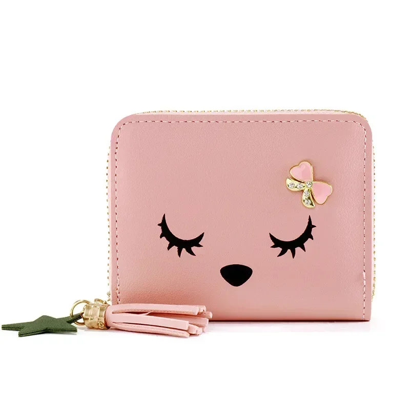 Women Wallet Ladies Mini Small Short Tassel Wallet Cute Girl Zipper Pu Leather Coin Purse Female Hand Wallet Purse