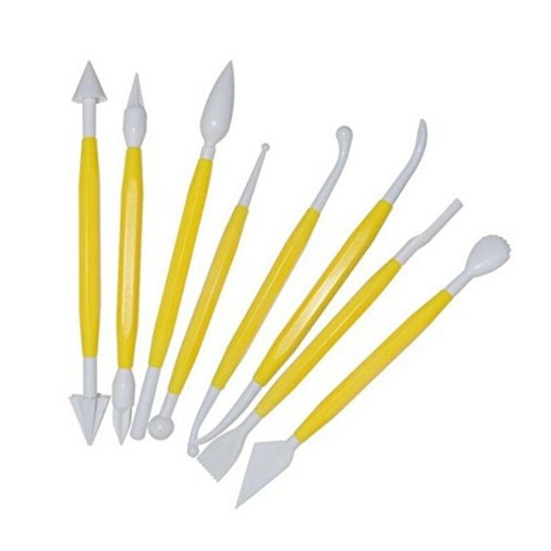 8 Stks/partij 16 Decorating Tool Patronen Fondant Cake Decorating Bloem Suiker Craft Clay Fondant Cake Modelling Gereedschap: YELLOW