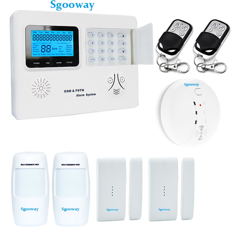 Sgooway LCD de sistema de alarma gsm sms pstn inalámbrico de seguridad para el hogar con control IOS y Android: Set D / Ruso
