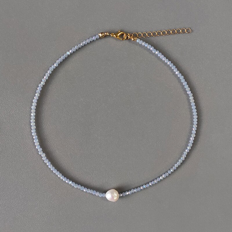 Feminino requintado pequeno colar de pérolas de água doce artesanal ajustável frisado gargantilha moda boêmio jóias presentes atacado: Rosa