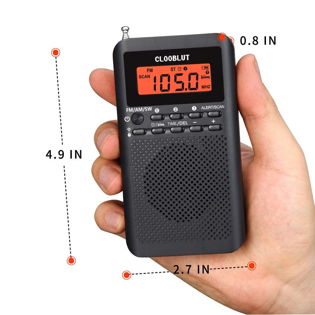 Rd218 fm/ am/sw-radio, bärbar batteri,  by 2 aa , stereohörlurar, lcd-skärm, digital väckarklocka, sovfunktion, ,9/10 steg, används över hela världen