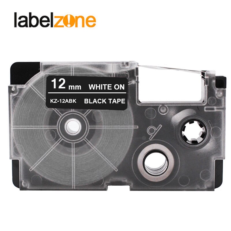 Multicolor 12mm XR-12WE XR-12X XR-12YW Laminiert Label bänder kompatibel für KL60 KL100 KL120 KL750 KL780 KL820 KL7000 KL-7200: White on black
