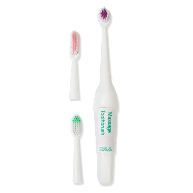 Sonic Electric Toothbrush Waterproof Soft Hair Tooth Brushes Large Button Smart Toothbrush Home Battery Toothbrush: L2 head green