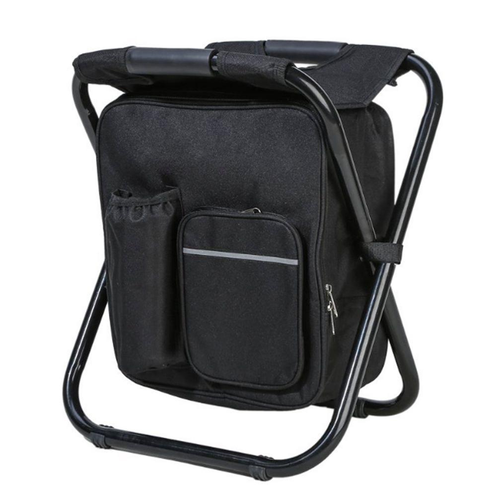 Bolsa aislante de Picnic para senderismo, asiento de mesa, mochila, Pesca Iscas, aparejos, silla de pescar al aire libre, bolsa plegable, taburete de Camping: Black