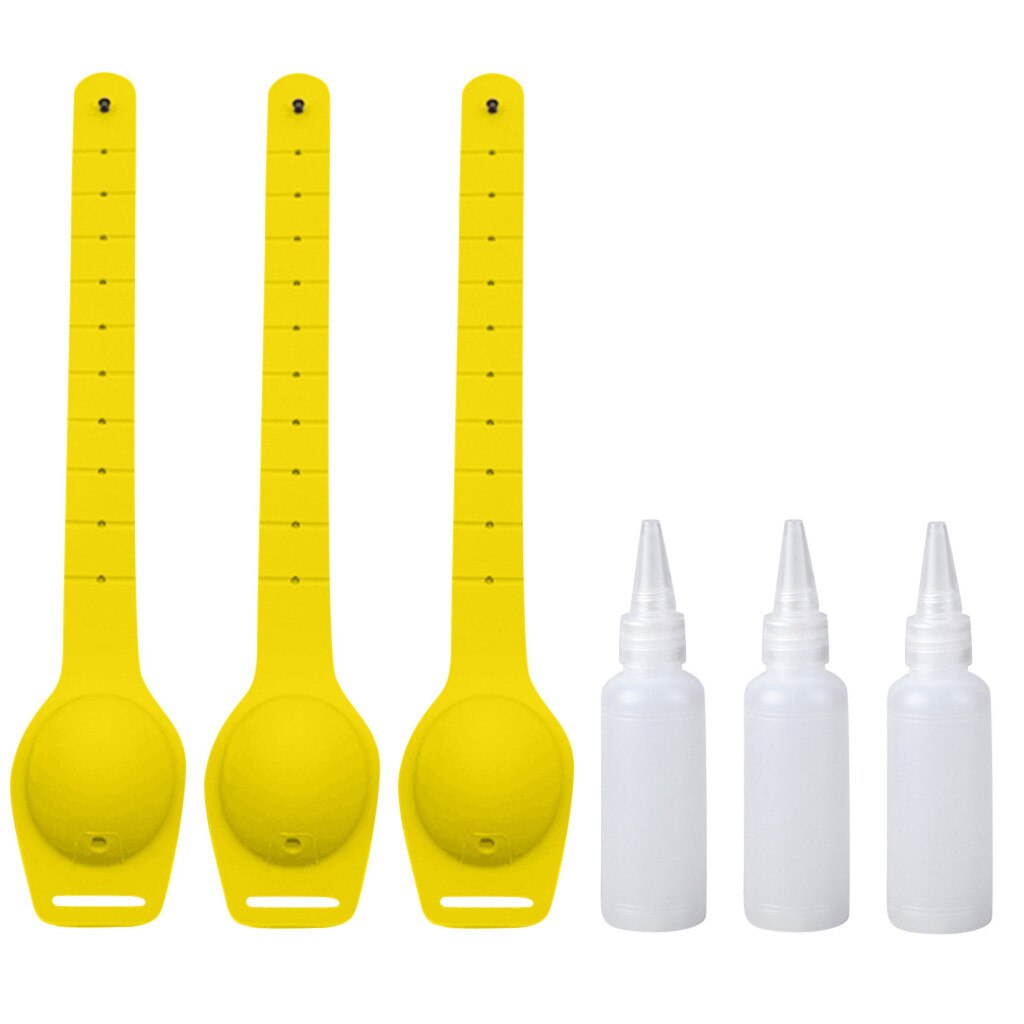 Bracelet Silicone, désinfectant pour les mains, désinfectant, pour les mains, sous-emballage, emballage, bracelets, distributeurs pour les mains portables, 3 bouteilles: Yellow
