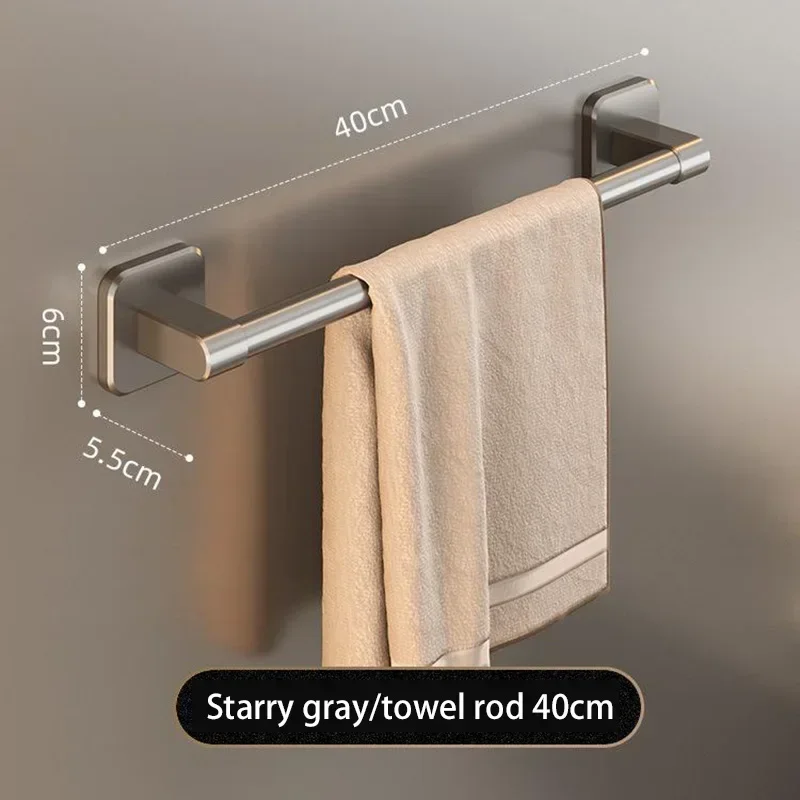 30/40/50cm Bathroom Towel Holder Black Without Drilling Bathroom White Towel Rack Towel Bar Self-Adhesive Bathroom Towel Rack: Blue