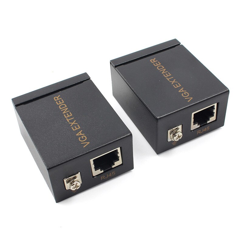 Flexibele vga extender vrouwelijk naar lan cat 5 cat 5e rj45 ethernet met zender ontvanger 60m vrouwelijke adapter versterker vga extender