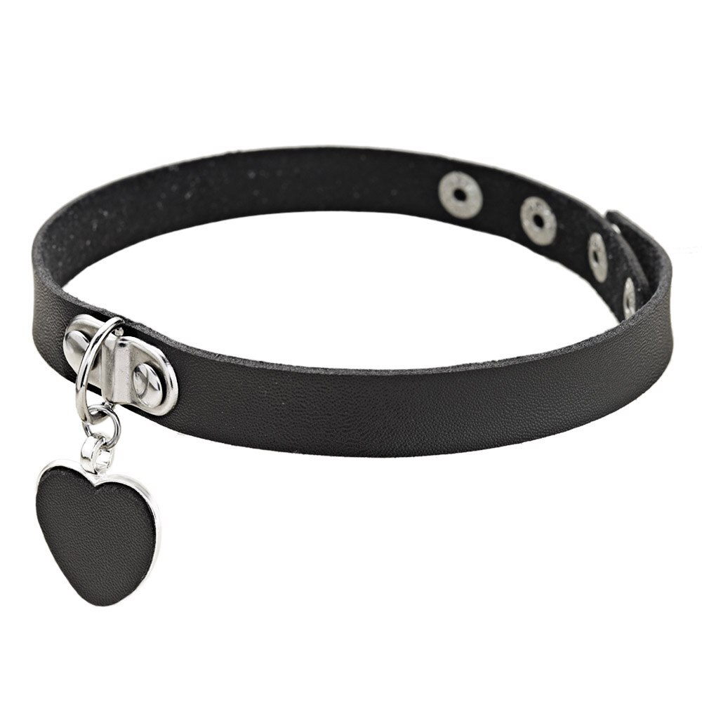 Nero Del Pendente Del Cuore Collana Girocollo Collo Collare di CUOIO dell'unità di elaborazione di Ritenuta punk Gotico girocollo collares Gioielli Cosplay X626