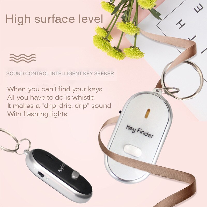 Mini Whistle Anti Lost KeyFinder Alarm Wallet Pet Tracker Smart Flashing Beeping Remote Locator Keychain Tracer Keys Finder+LED