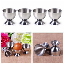 4pcs/set Stainless Steel Egg Cups Holder Soft Stand for Boiled Tabletop Cup Kitchen Tool Set Round Silver Eggs Cup Holder