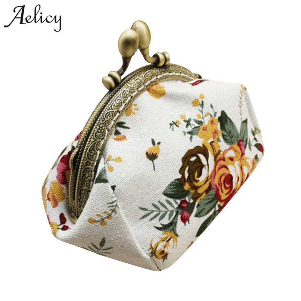 Aelicy Vrouwen Portefeuilles Luxe Portefeuilles Portemonnee En Handtassen Canvas Retro Bloemen Kleine Verandering Portemonnee Koppelingen Tas