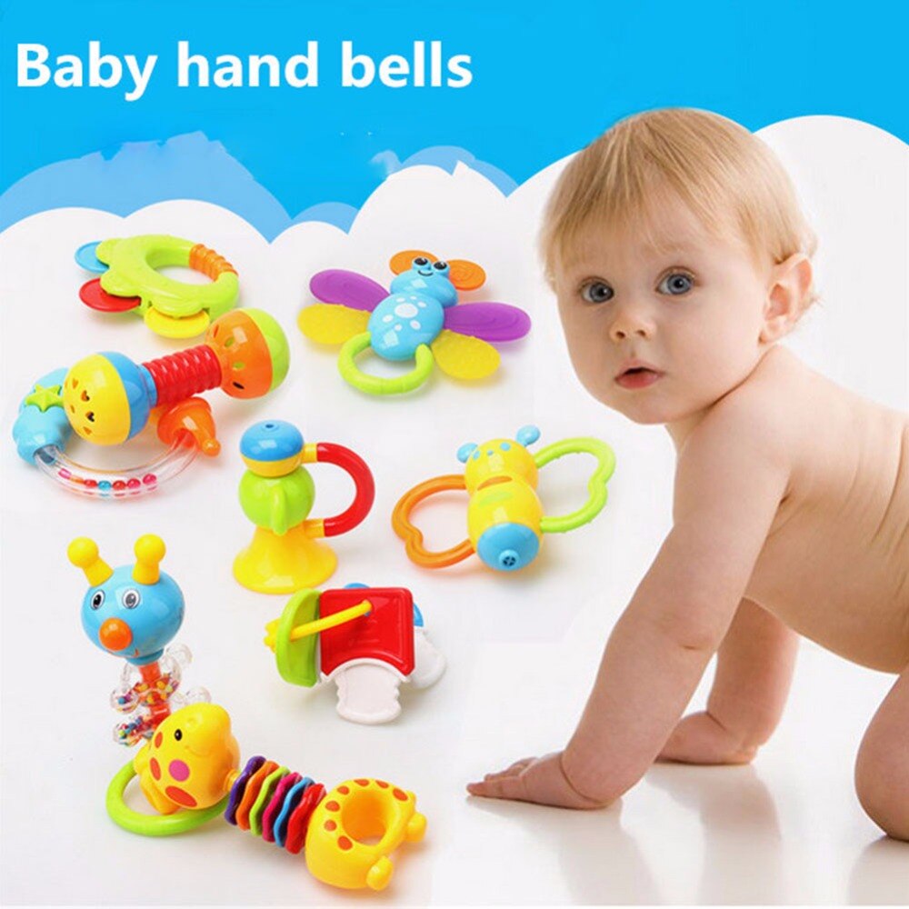 Rattle Teether Set Baby Toys for baby Shake and Grap Baby Hand Rattles for Newborns with Giant Bottle for 0-12 Month Baby