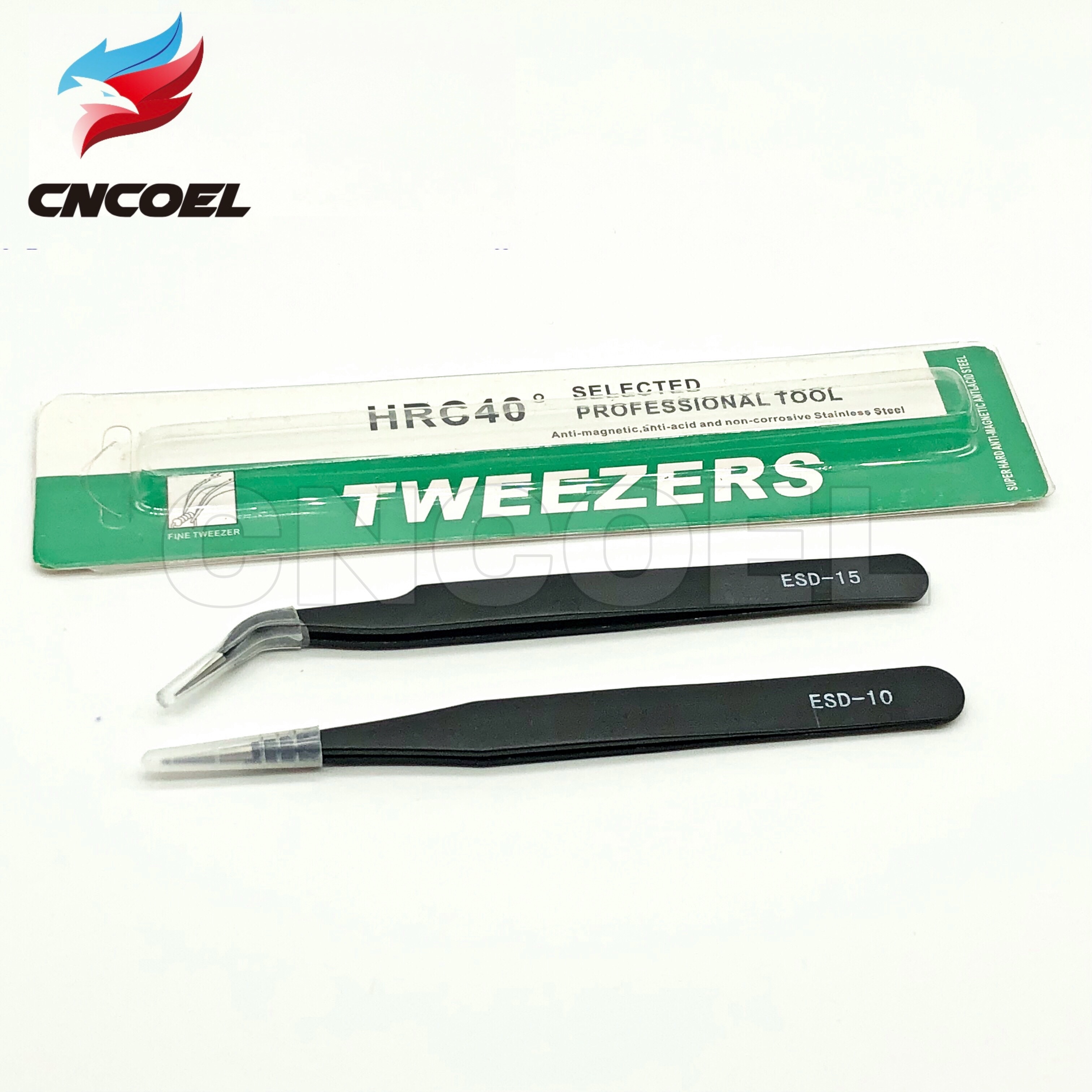2pcs/lot ESD-10 ESD-15 Anti-static Curved Straight Tip Forceps Precision Soldering Tweezers Set Electronic ESD Tweezers Tool