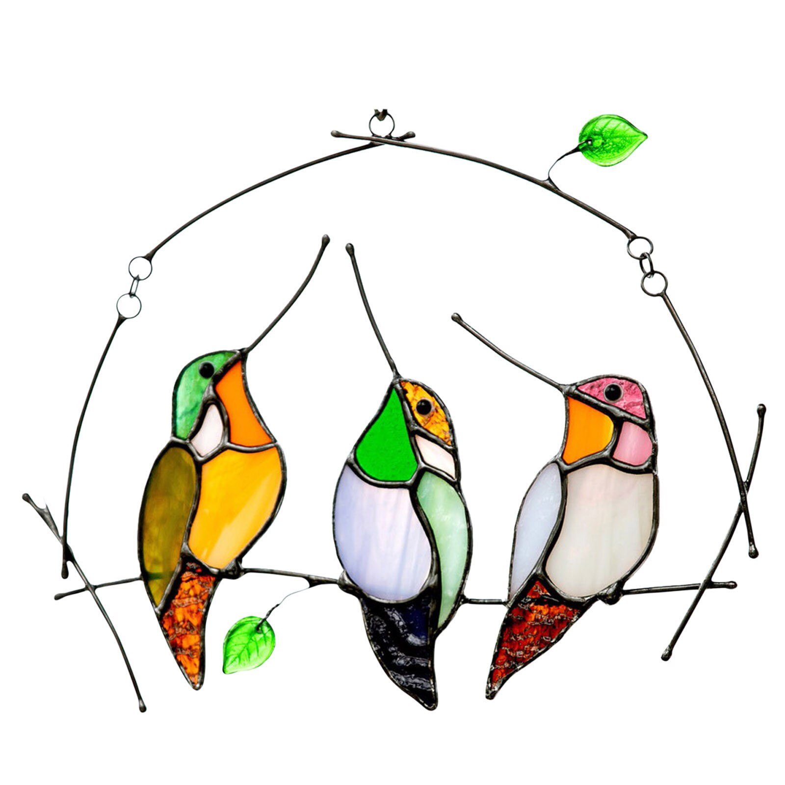 Mini Stained Bird Glass Window Hangings Acrylic Wall Hanging Birds Decor Room Accessories Scandinavian Ornaments Decor D16: B