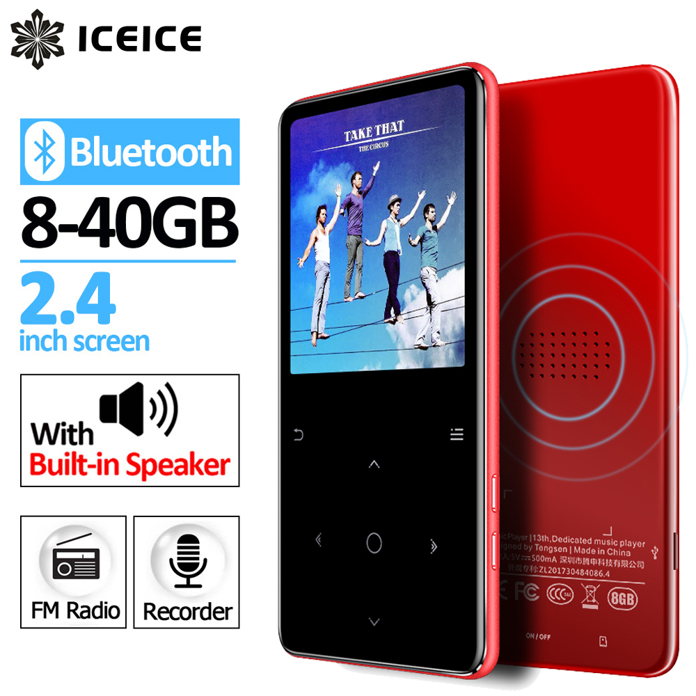 ICEICE MP4 Player with Bluetooth Media Speaker MP3 MP4 Music Player Portable MP 4 Slim 2.4 Screen Touch Keys FM Radio Video Hifi