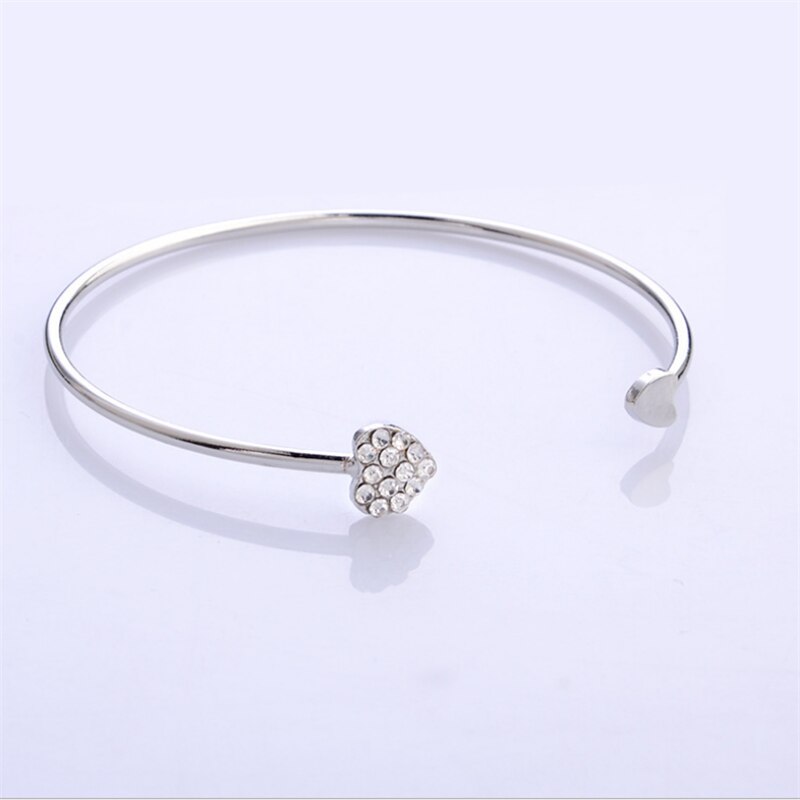 Women's Jewelry Valentine's Day Prom Jewelry Adjustable Zircon Heart-Shaped Open Bracelet