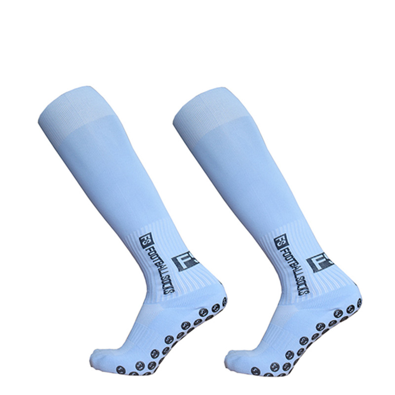 Mannen Vrouwen Lange Fs Sport Voetbal Sokken Siliconen Zuignap Grip Anti Slip Voetbal Sokken: sky blue