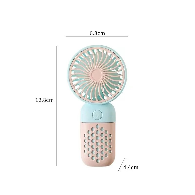 2025 draagbare oplaadventilator Cartoon schattige kleine student Opladen kleine ventilator Draagbare mini-USB-ventilator Mini-zak: Roze