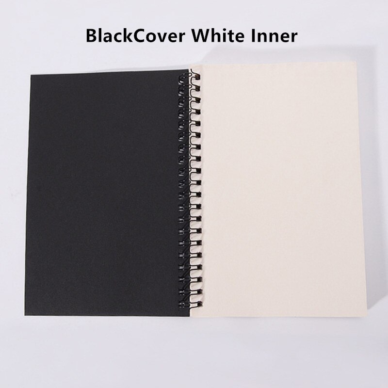12*18cm Sketchbook Notebook 50Sheets Diary Drawing Painting Notebook Small Soft Cover Blank Paper Memo Pad Notepad School Supply: Black-White Inner