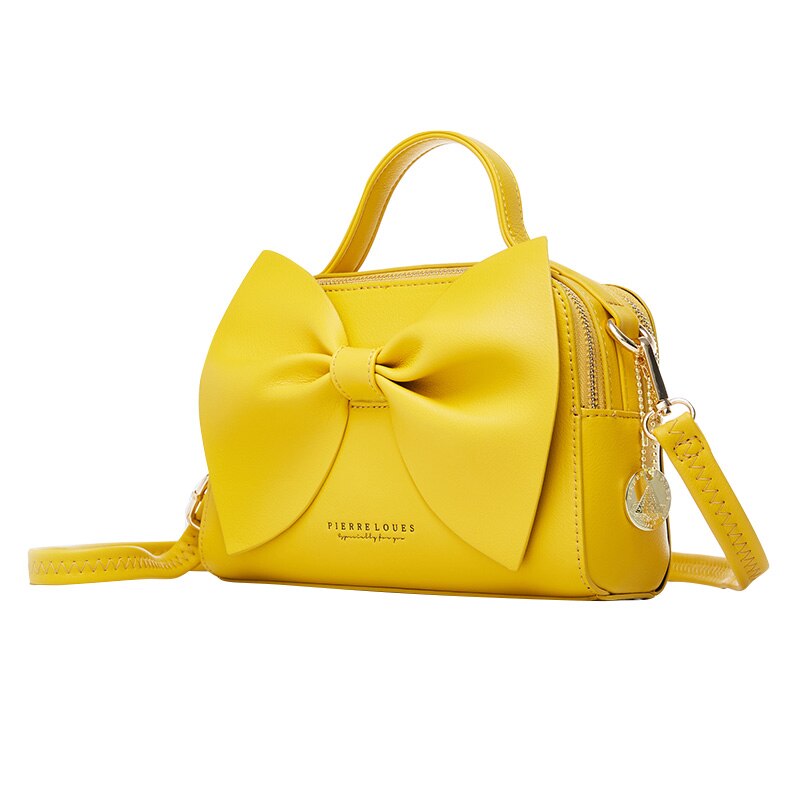 Elegante Vrouwen Lederen Handtassen Vrouwelijke Schouder Crossbody Tassen Voor Vrouwen Handtassen Dames Messenger Handtas Boog: A Yellow