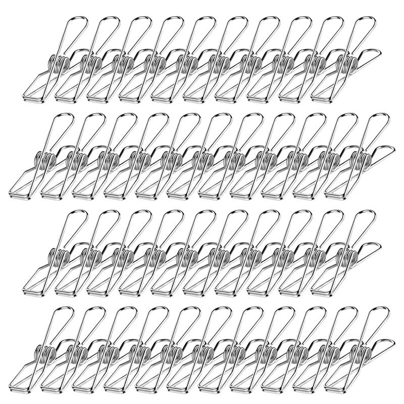 6cm 10/20/40/100Pcs Clothespin Stainless Steel Clips Clothes Pins Pegs Holders Clamps Sealing Tool Hangers Home Storage Organize