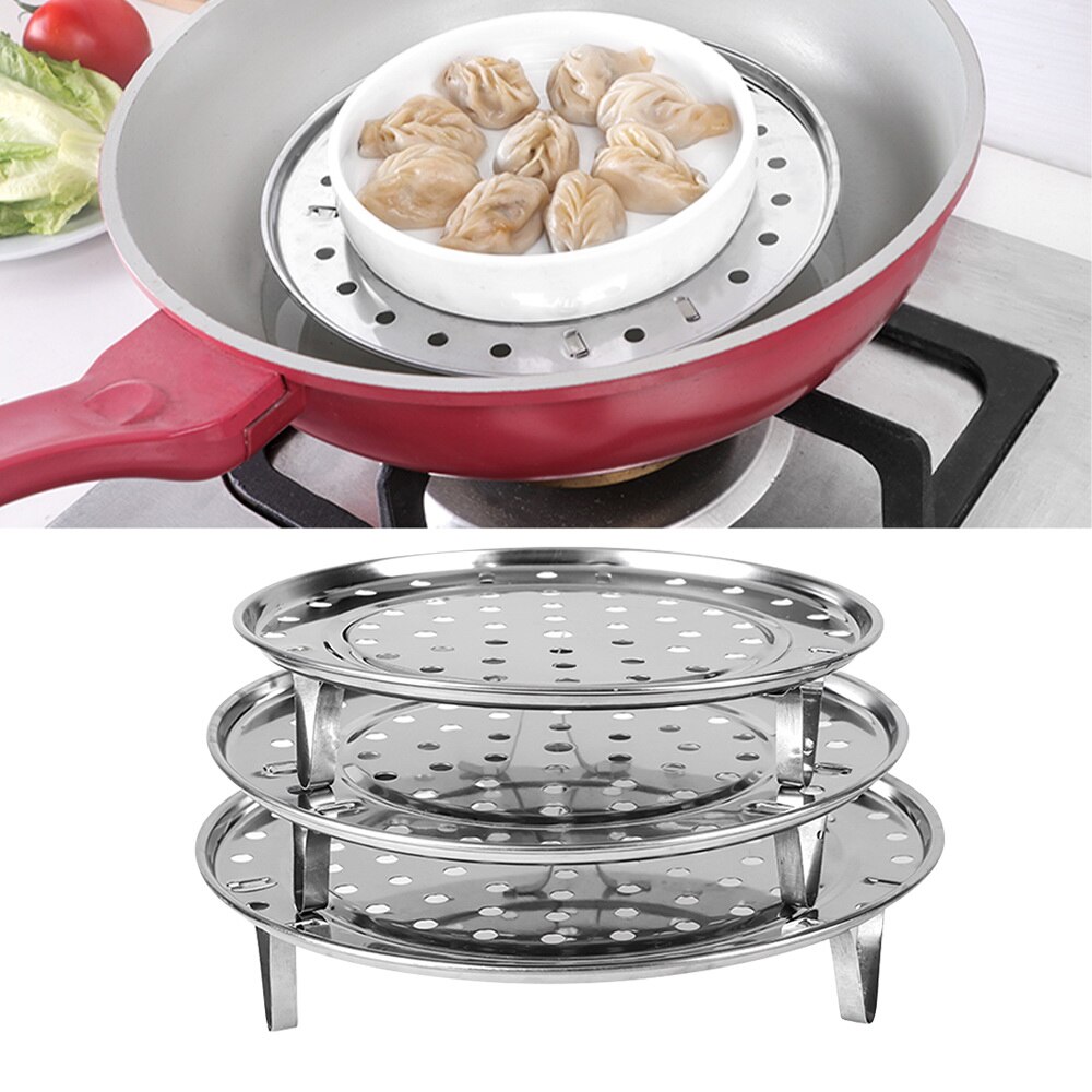 HOOMIN bandeja para albóndigas de tres patas, estante de vapor, redonda vaporera, estante de vapor, soporte de vapor para cocinar al vapor, hornear, herramienta de cocina