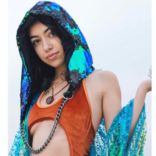 Kvinner havfrue paljetter lue hette skinnende klubbfest halloween hofte-hopp lue caps