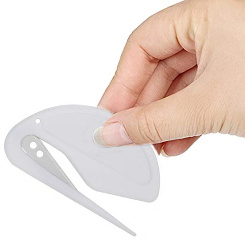1pcs Plastic Letter Opener Mini Sharp Letter Mail Envelope Opener Safety Papers Guarded Cutter Blade Office Equipment